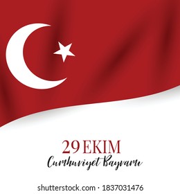 29 Ekim Cumhuriyet Bayrami  - 29 October National Republic Day of Turkey. Banner design concept with red waving flag. Vector illustration 