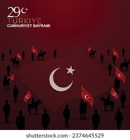 29 ekim Cumhuriyet Bayrami, Republic Day Turkiye. Translation: 29 october Republic Day Turkey and the National Day in Turkey happy holiday. graphic for design elements, Illustration Greeting Card etc