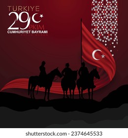 29 ekim Cumhuriyet Bayrami, Día de la República Turkiye. Traducción: 29 de octubre Día de la República de Turquía y Día Nacional en Turquía feliz feriado. gráfico para elementos de diseño, tarjeta de saludo de ilustración, etc