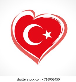 29 ekim Cumhuriyet Bayrami, Republic Day in Turkey. Love Turkey flag emblem. Celebration banner with vector curving red heart and flag