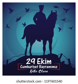 29 Ekim Cumhuriyet Bayrami. Translation: 29 october Republic Day Turkey and the National Day in Turkey. 