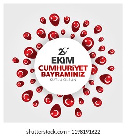 29 ekim cumhuriyet bayrami. Translation: 29 october Republic Day Turkey and the National Day in Turkey. celebration republic. flying balloons, vector illustration.	