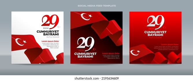 29 Ekim Cumhuriyet Bayrami Turkiye or Turkey Republic Day - Social Media Feed  Post Template