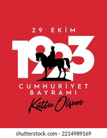 29 ekim Cumhuriyet Bayramı kutlu olsun. Translation: 29 october, republic day of Turkey. Typography vector design.