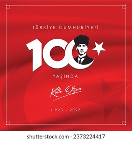 29 Ekim Cumhuriyetimiz 100 yaşında. Traducción: 29 de octubre nuestra república tiene 100 años. Gráfico vectorial para elementos de diseño, 29 de octubre, diseño de celebración