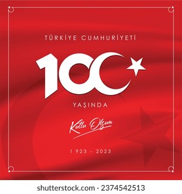 29 Ekim Cumhuriyetimiz 100 yaşında. Traducción: 29 de octubre nuestra república tiene 100 años. Gráfico vectorial para elementos de diseño, 29 de octubre, diseño de celebración