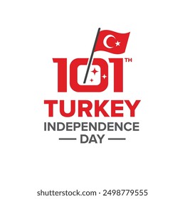 29 Ekim Cumhuriyetimiz 101 yaşında. Traducción: 29 de octubre nuestra república tiene 101 años Gráfico vectorial para elementos de dispño, 29 de octubre, Türkei 101. Nationalfeiertag