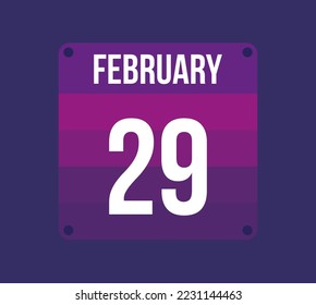 29 february calendar date. Calendar icon for february. Banner for holidays and special dates