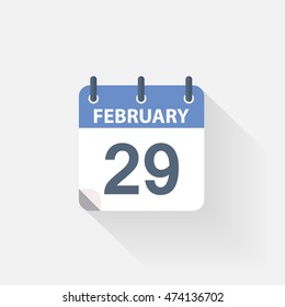 29 february calendar icon on grey background