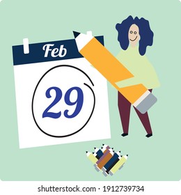 29 February calendar month. vector text Calendar on workplace Background, Empty space for