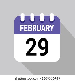 29 february calender icon text page monthly web design.