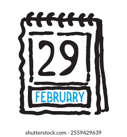 29 February date calendar - A simple yet elegant line art illustration of a date calendar captures the essence of organization and timekeeping. The clean lines and minimalistic design 