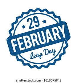 29 February Leap Day rubber stamp in English 2020 Classic Blue on a white background