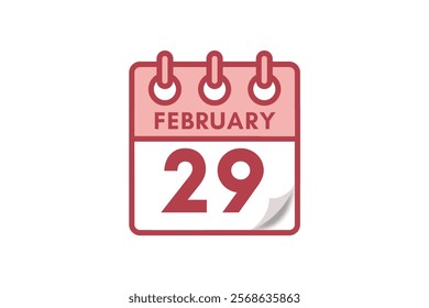 29 February month single day vector, illustration, calendar with maroon, rose and white color background calendar February 29