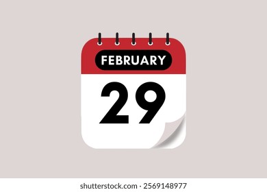 29 February month single day vector, illustration, calendar with maroon, rose and white color background calendar February 29