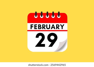 29 February month single day vector, illustration, calendar with maroon, rose and white color background calendar February 29