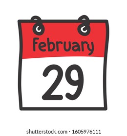 29 February. Vector flat daily calendar icon. Date and time, day, month. Holiday