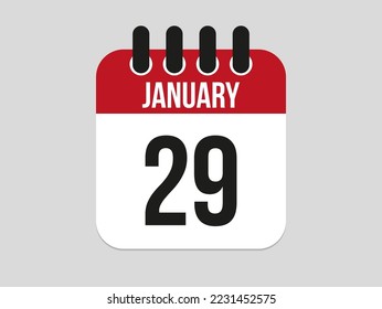 29 january calendar icon. Calendar template for the days of january. Red banner for dates and business