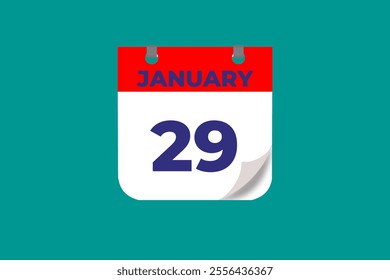 29 January calendar icon text page monthly web design on red, and blue background vector, icon, or illustration with the month of January 29