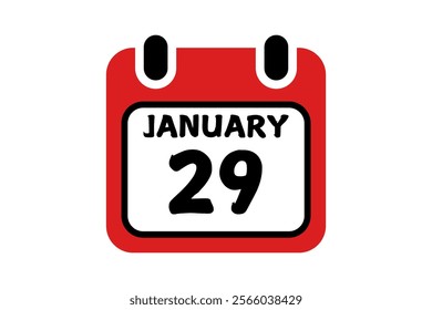 29 January calendar icon text page monthly web design on red, black and white background vector, icon, or illustration with the month of January 29