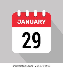 29 enero Calendario Icono Vector Diseño gráfico