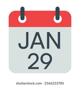 29 January Calendar Vector Icon Symbol.