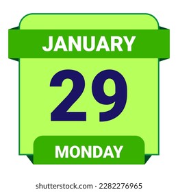 29 January, Monday. Date template. Useful design for calendar or event promotion. Vector illustration EPS 10 File. Isolated on white background. 