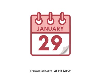 29 January month single day vector, illustration, calendar with maroon, rose and white color background calendar January 29