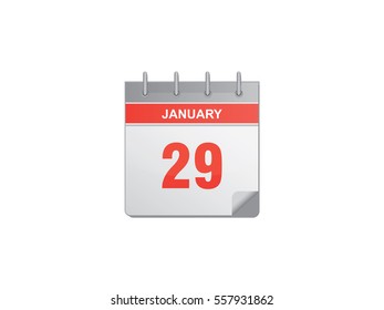 29 January red calendar vector illustration on white background