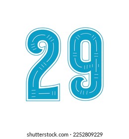  29 jersey number colorful lettering design.
