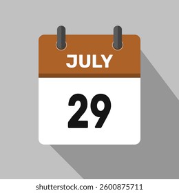 29 july calendar icon vector month date illustration design