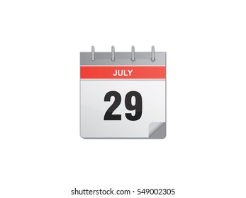 29 July calendar vector illustration on white background