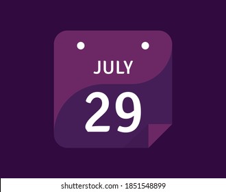 29 July, July 29 icon Single Day Calendar Vector illustration
