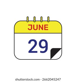 29 june calendar icon vector illustration design