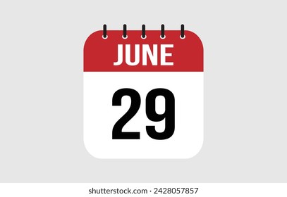 29 June Calendar. June Calendar Vector Illustration.