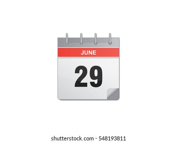 29 June calendar vector illustration on white background