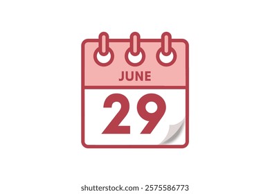 29 June month single day vector, illustration, calendar with maroon, rose and white color background calendar June 29