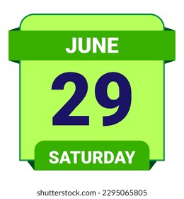 29 June, Saturday. Date template. Useful design for calendar or event promotion. Vector illustration EPS 10 File. Isolated on white background. 