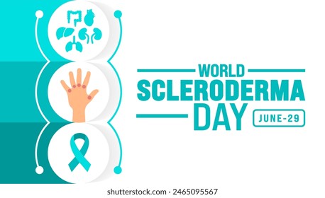 29 June is World scleroderma day background template. Holiday concept. use to background, banner, placard, card, and poster design template with text inscription and standard color. vector