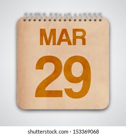 29 March on Old Notebook Vector