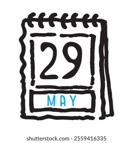 29 May date calendar - A simple yet elegant line art illustration of a date calendar captures the essence of organization and timekeeping. The clean lines and minimalistic design 