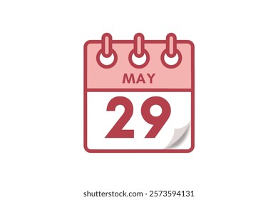 29 May month single day vector, illustration, calendar with maroon, rose and white color background calendar May 29