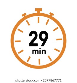 29 minute Timer, clock, icon vector stopwatch isolated icons. Countdown timer symbol.