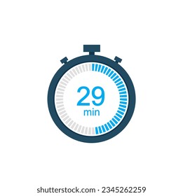 29 minutes countdown timer or digital counter timer clock vector icon. 29 min Stopwatch vector icon, digital timer