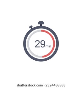 29 minutes timer icon, 29 min digital timer. Clock and watch, timer, countdown.