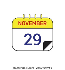 29 november calendar icon vector illustration design