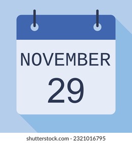 29 November Calendar, Vector Calendar.