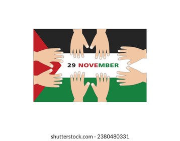 29 November Day. Vector illustration social political free Palestine concept editable stroke. International day of solidarity with the Palestinian people.