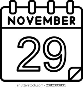 29 November Line Vector Icon Design