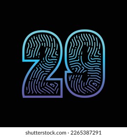 29 Number Fingerprint Logo Design Template Inspiration, Vector Illustration.